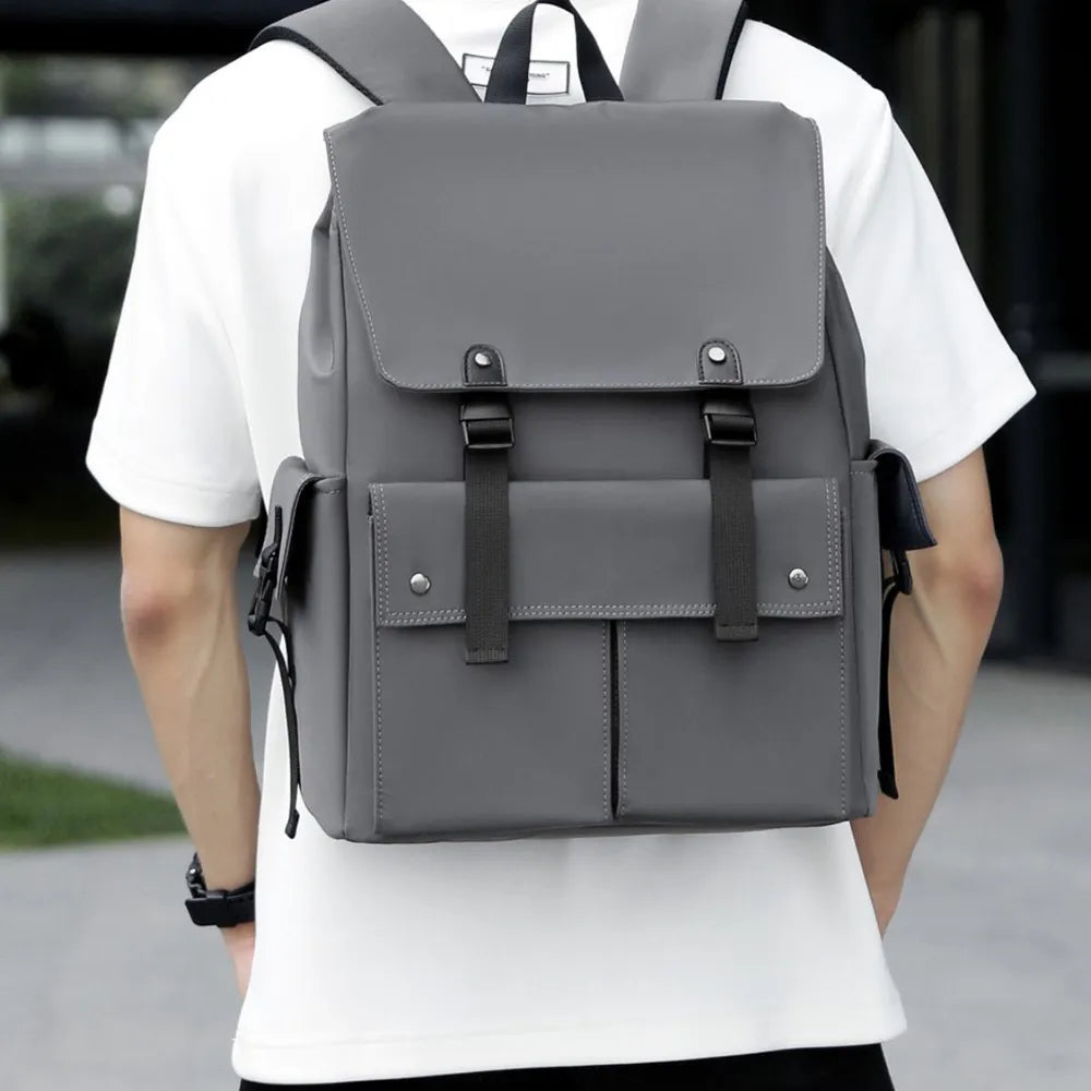 PU Leather Multi-Pockets Adjustable Strap Backpack